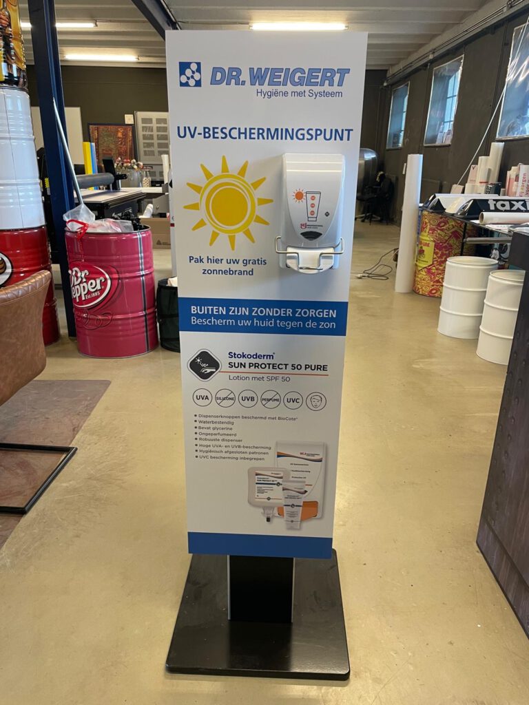 Sunscreen use signage with a dispenser attached #5